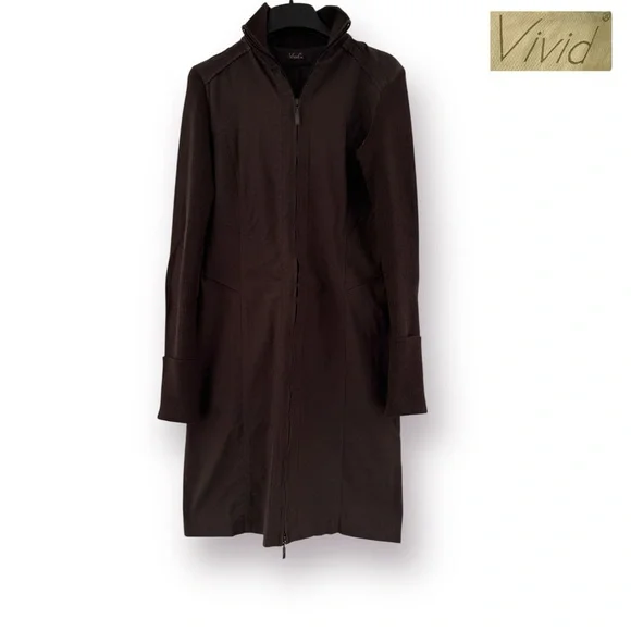 🛍️SALE🛍️ Vivid Vintage Women's Dress with a Front Full Zip Closure (Brown) - Picture 2 of 7